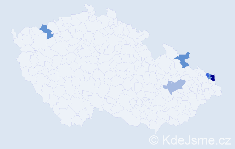 Příjmení: 'Vyslucha', počet výskytů 9 v celé ČR