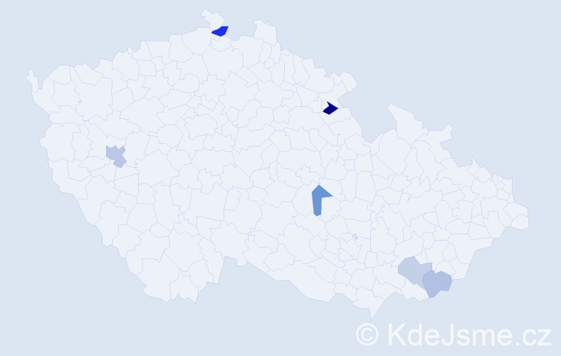 Příjmení: 'Psotná', počet výskytů 9 v celé ČR