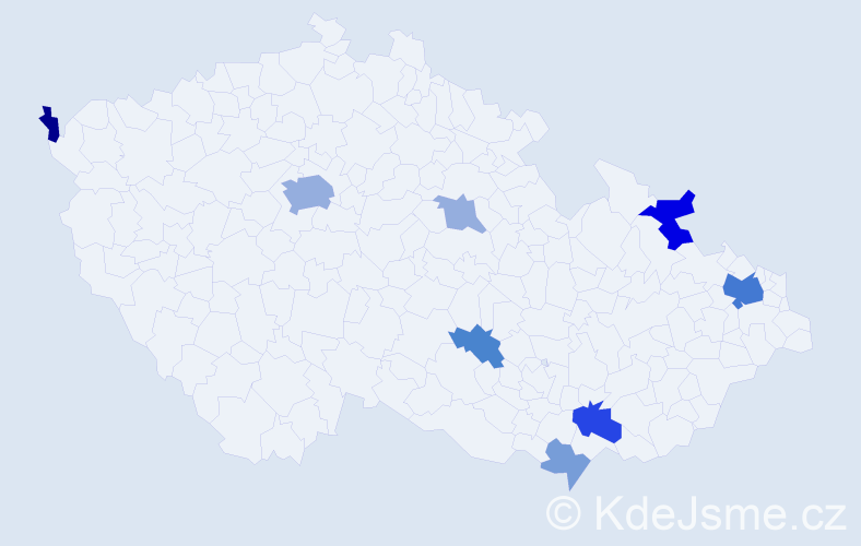 Příjmení: 'Vadas', počet výskytů 21 v celé ČR