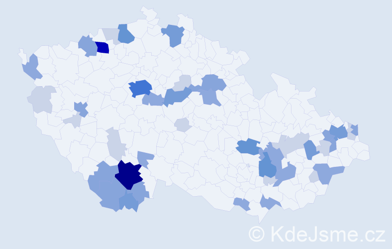 Příjmení: 'Malovcová', počet výskytů 124 v celé ČR
