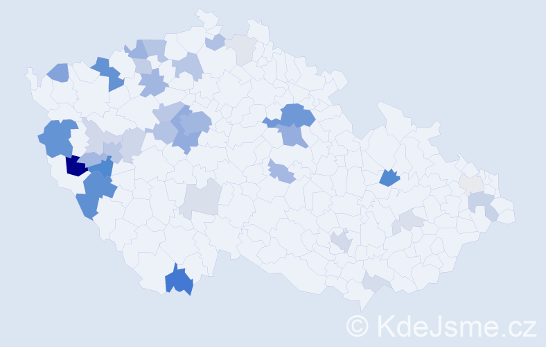 Příjmení: 'Tikal', počet výskytů 116 v celé ČR