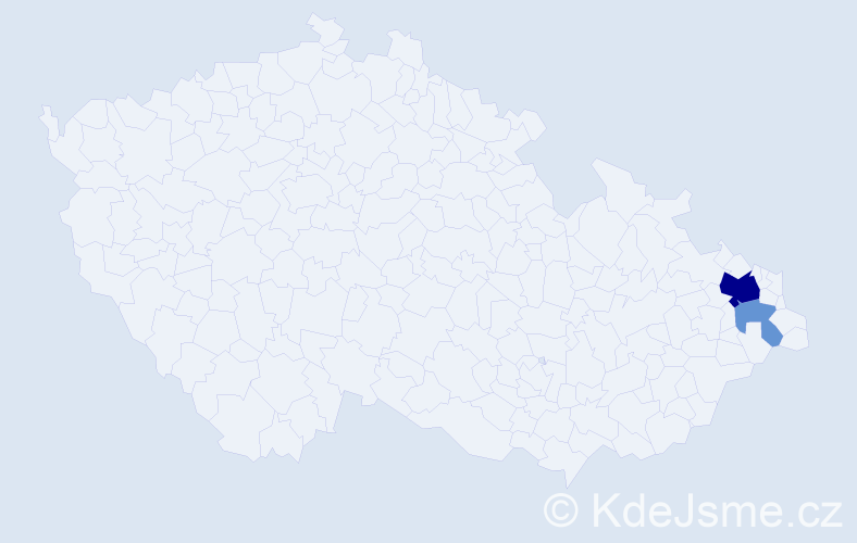 Příjmení: 'Čežáková', počet výskytů 7 v celé ČR