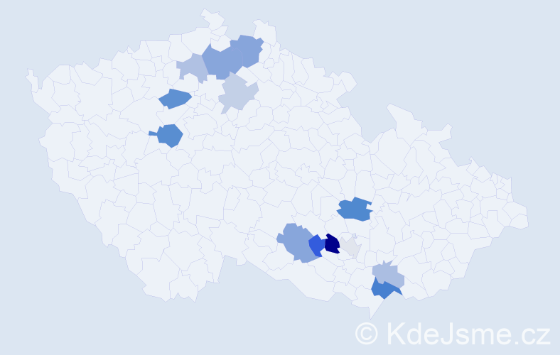 Příjmení: 'Koncová', počet výskytů 27 v celé ČR