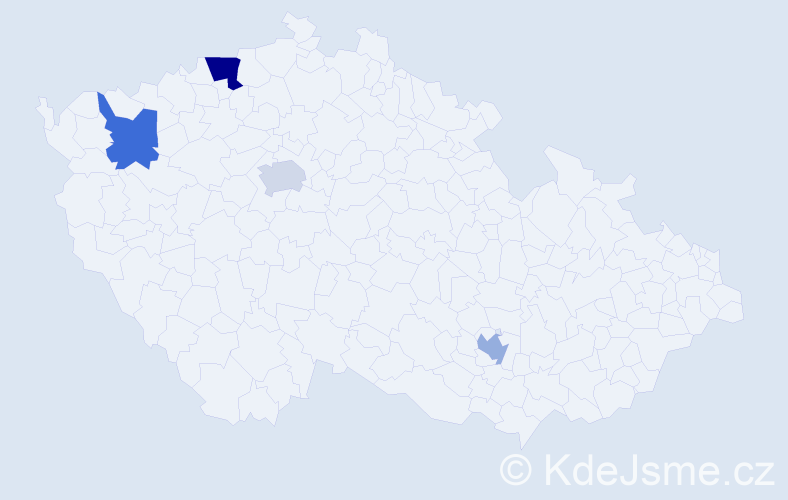 Příjmení: 'Ruseva', počet výskytů 5 v celé ČR