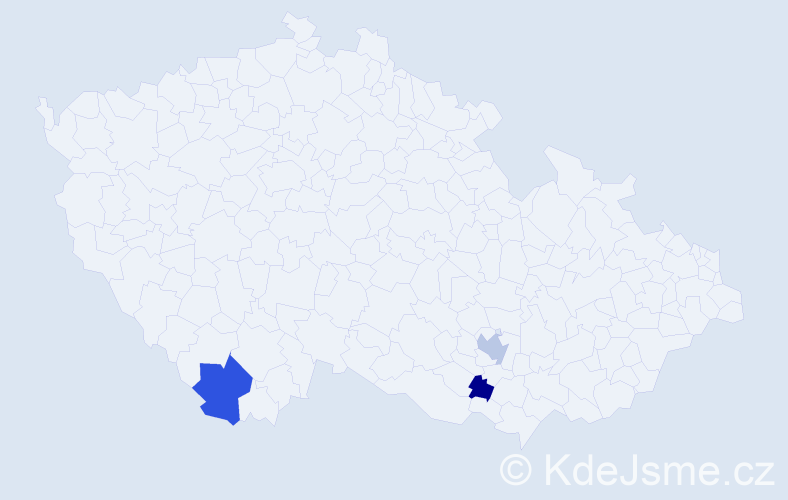 Příjmení: 'Uedl', počet výskytů 5 v celé ČR