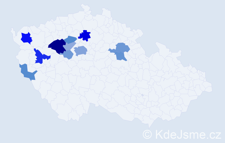 Příjmení: 'Fikartová', počet výskytů 27 v celé ČR