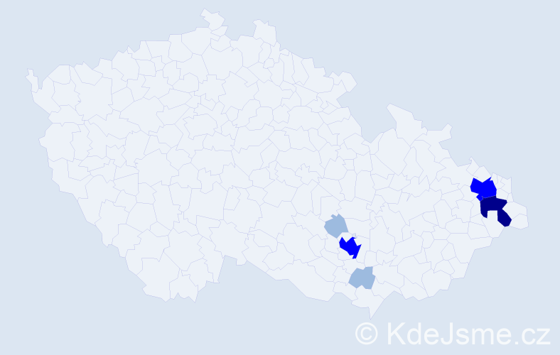 Příjmení: 'Pindelová', počet výskytů 12 v celé ČR