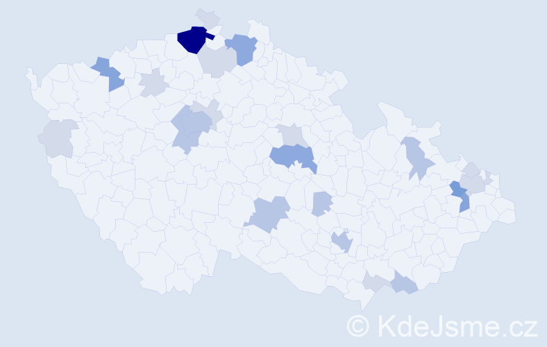 Příjmení: 'Kožárová', počet výskytů 60 v celé ČR