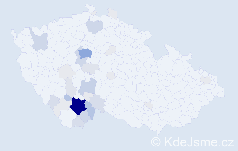 Příjmení: 'Chrt', počet výskytů 128 v celé ČR