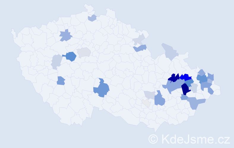 Příjmení: 'Frydryšková', počet výskytů 98 v celé ČR