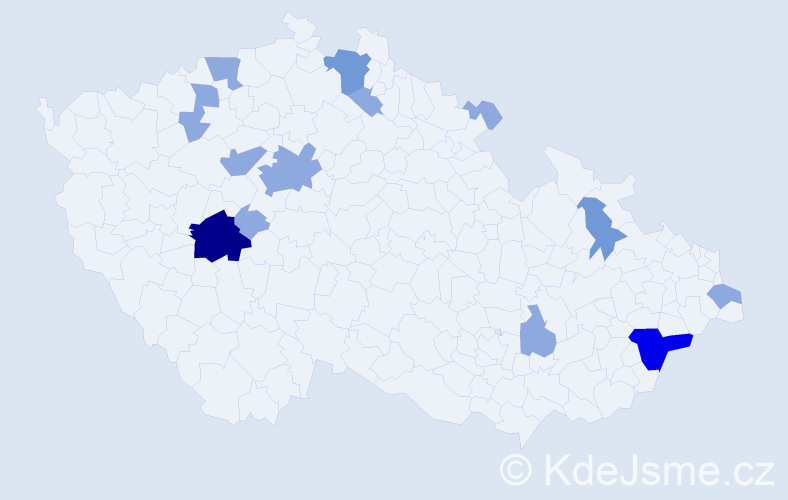 Příjmení: 'Halková', počet výskytů 26 v celé ČR