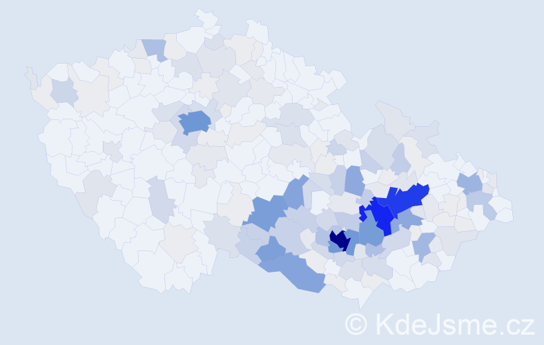 Příjmení: 'Kaláb', počet výskytů 828 v celé ČR