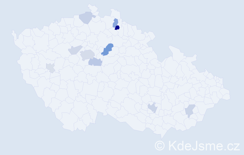 Příjmení: 'Čánská', počet výskytů 20 v celé ČR