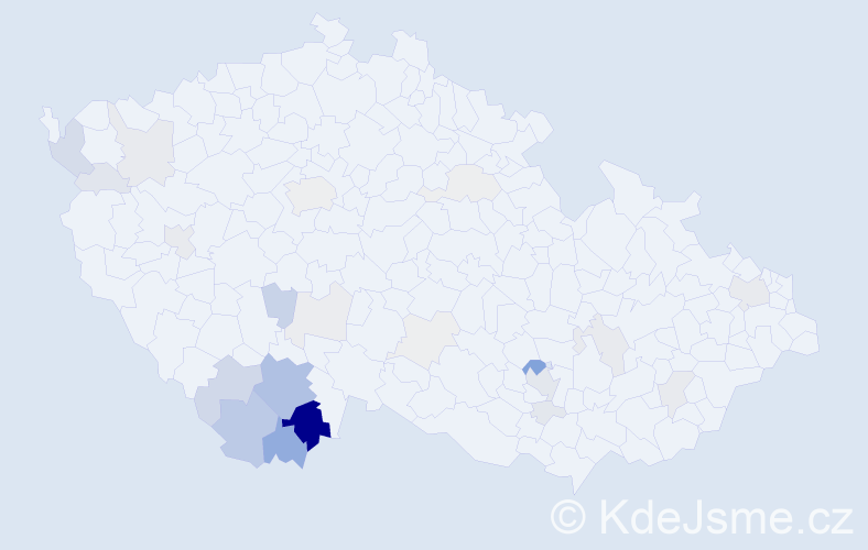 Příjmení: 'Stráský', počet výskytů 102 v celé ČR