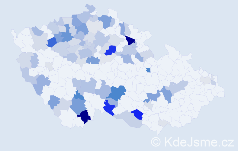 Příjmení: 'Krebsová', počet výskytů 301 v celé ČR
