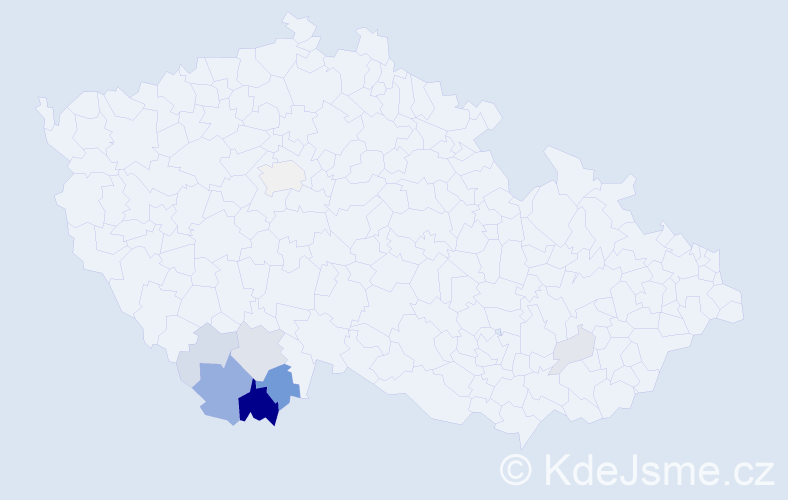 Příjmení: 'Dekret', počet výskytů 22 v celé ČR