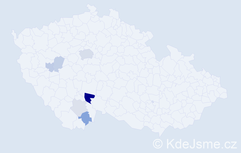Příjmení: 'Hajič', počet výskytů 19 v celé ČR
