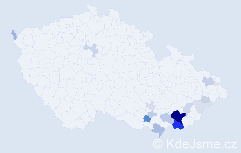 Příjmení: 'Pšurná', počet výskytů 61 v celé ČR