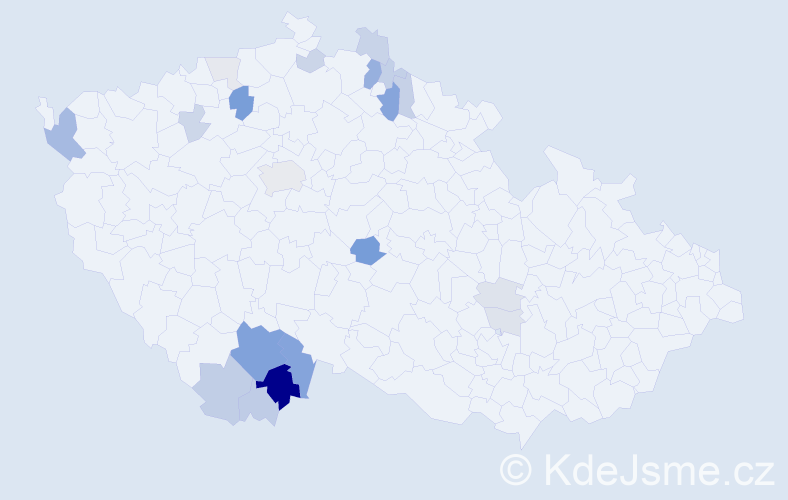 Příjmení: 'Valha', počet výskytů 62 v celé ČR