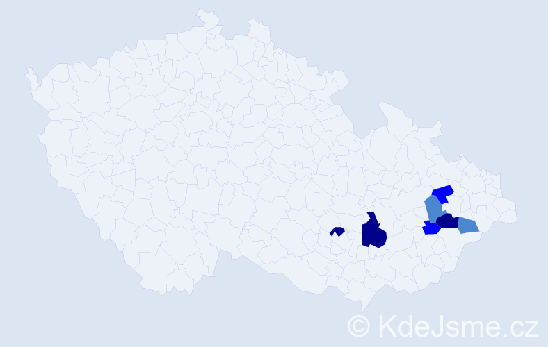 Příjmení: 'Baďuříková', počet výskytů 15 v celé ČR