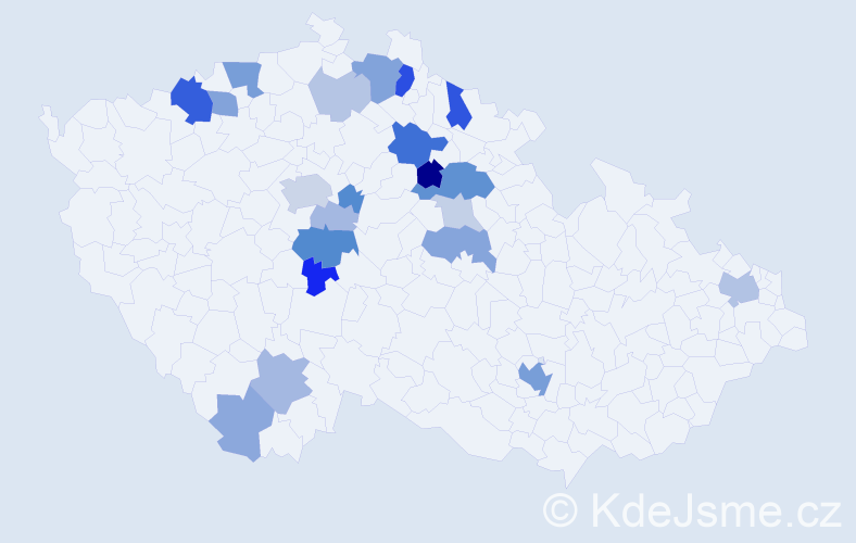 Příjmení: 'Klepl', počet výskytů 59 v celé ČR