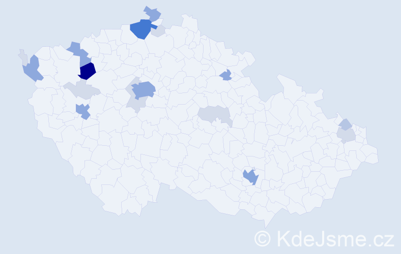 Příjmení: 'Benedek', počet výskytů 56 v celé ČR