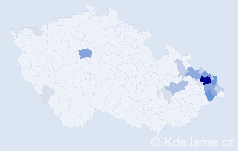 Příjmení: 'Pavlorek', počet výskytů 90 v celé ČR
