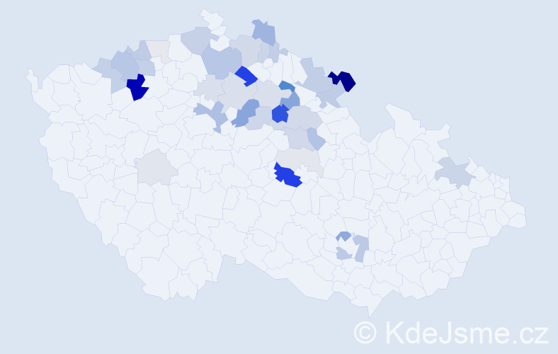 Příjmení: 'Štejnar', počet výskytů 106 v celé ČR