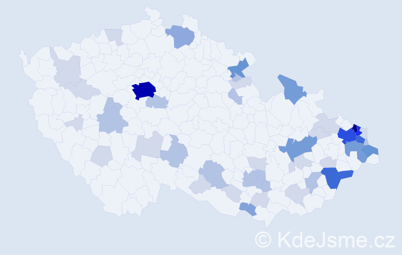 Příjmení: 'Pastuchová', počet výskytů 148 v celé ČR
