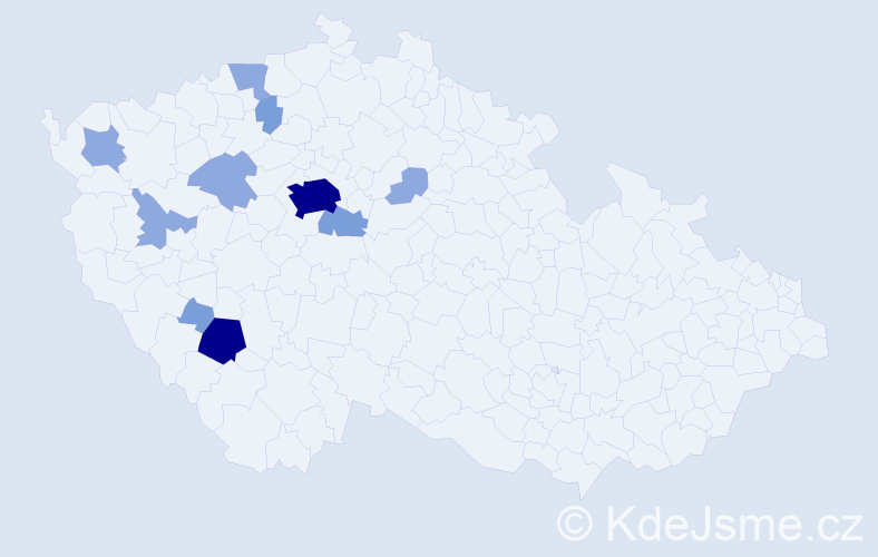 Příjmení: 'Klecan', počet výskytů 25 v celé ČR