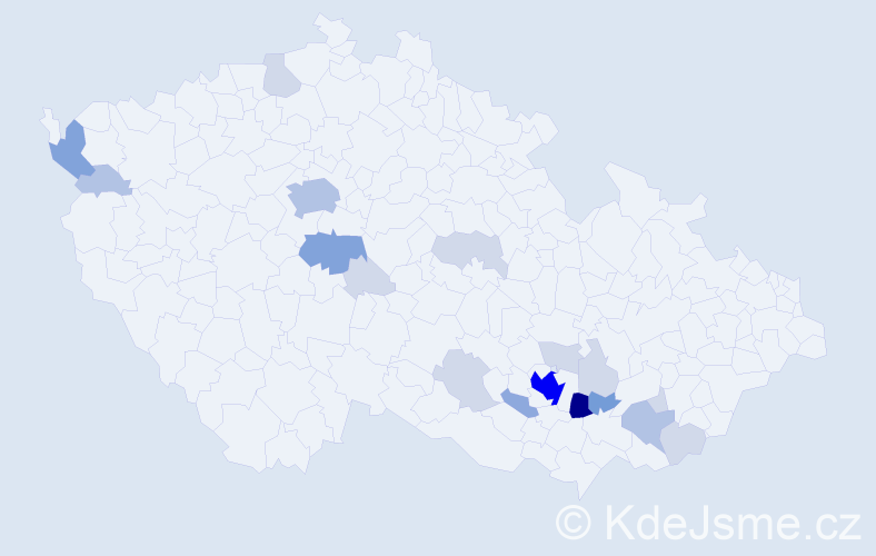 Příjmení: 'Tesáčková', počet výskytů 59 v celé ČR