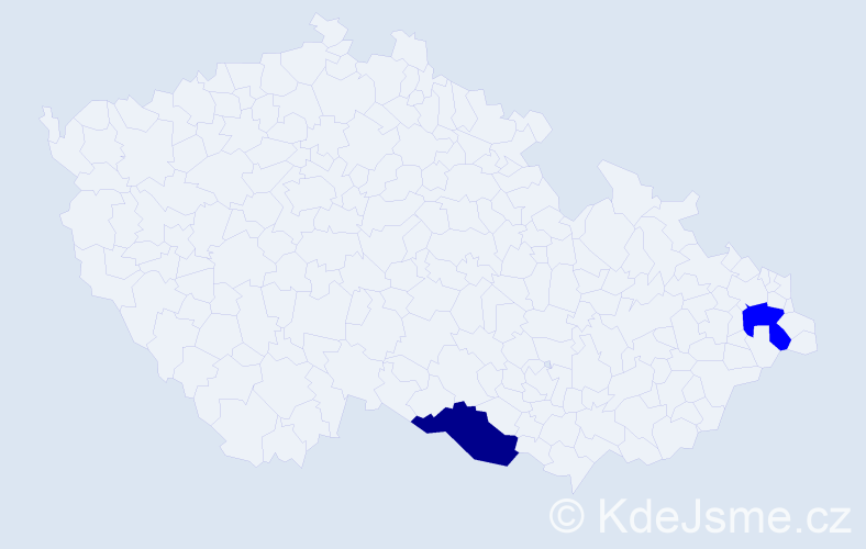 Příjmení: 'Rechtiková', počet výskytů 3 v celé ČR