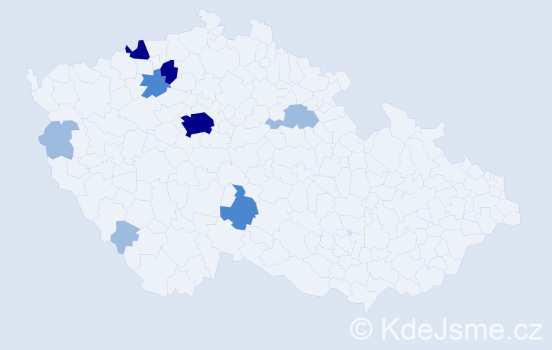 Příjmení: 'Hraníčková', počet výskytů 19 v celé ČR