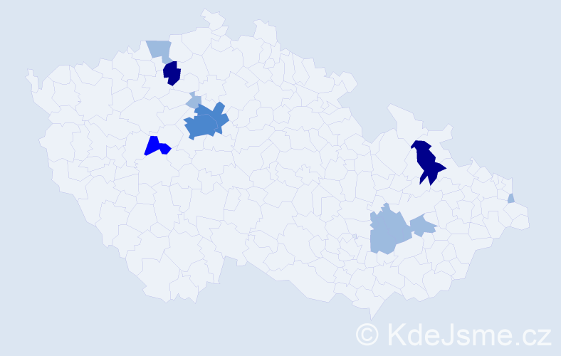 Příjmení: 'Kaduk', počet výskytů 21 v celé ČR