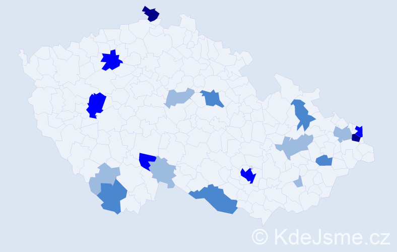 Příjmení: 'Korytár', počet výskytů 39 v celé ČR