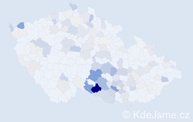 Příjmení: 'Kabelka', počet výskytů 461 v celé ČR