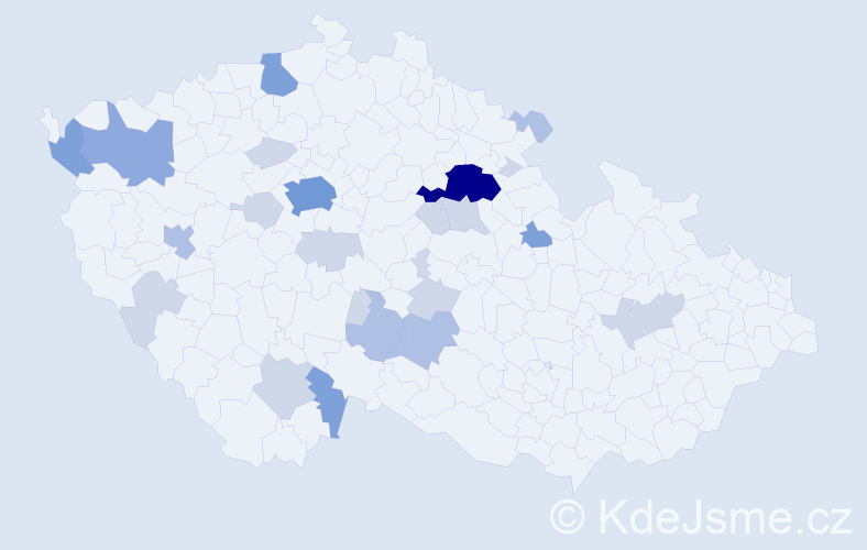 Příjmení: 'Pultr', počet výskytů 61 v celé ČR