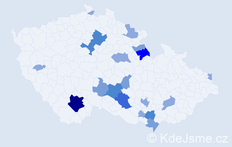 Příjmení: 'Lopatářová', počet výskytů 45 v celé ČR