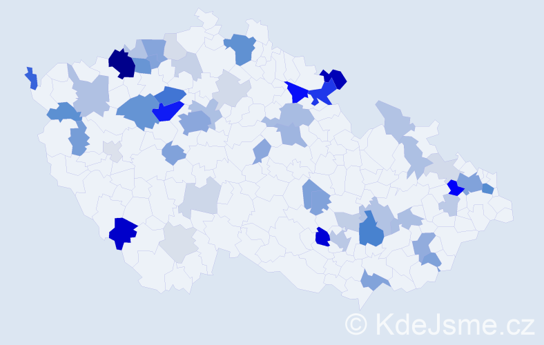 Příjmení: 'Kozár', počet výskytů 175 v celé ČR