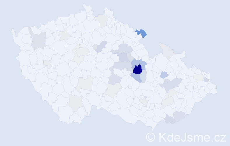 Příjmení: 'Veselík', počet výskytů 142 v celé ČR