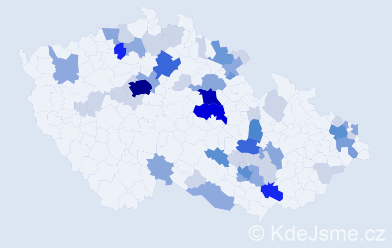 Příjmení: 'Barva', počet výskytů 167 v celé ČR