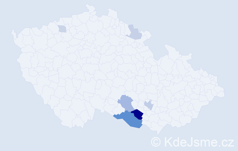 Příjmení: 'Brücková', počet výskytů 18 v celé ČR