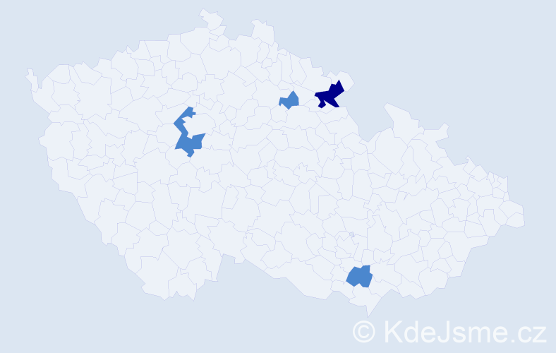 Příjmení: 'Tolárek', počet výskytů 6 v celé ČR