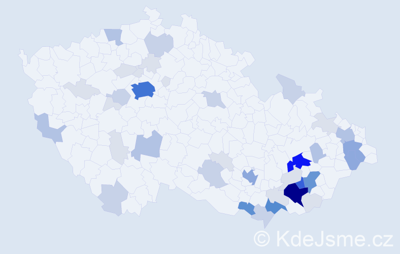 Příjmení: 'Hlavačka', počet výskytů 153 v celé ČR
