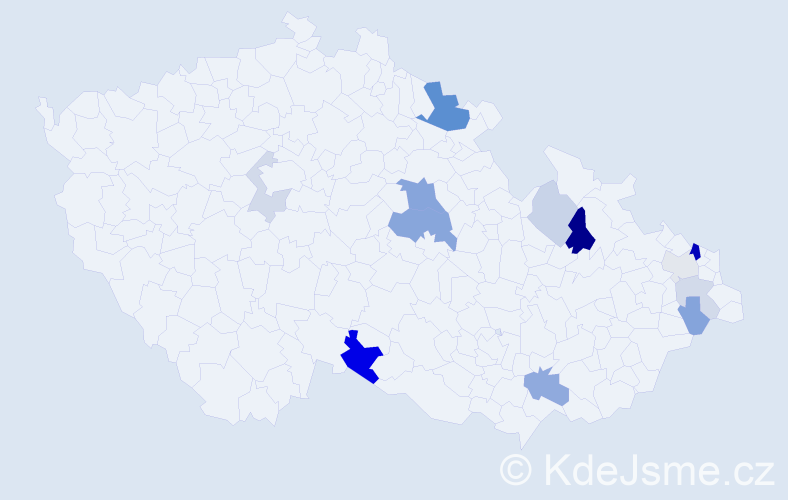 Příjmení: 'Pavčová', počet výskytů 30 v celé ČR