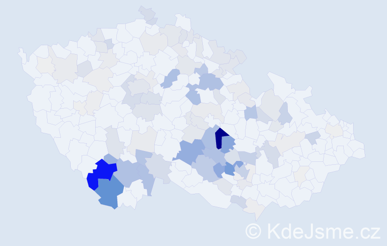 Příjmení: 'Šandera', počet výskytů 423 v celé ČR