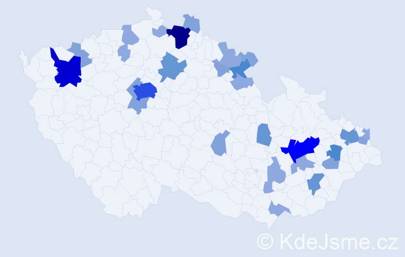 Příjmení: 'Hrnková', počet výskytů 73 v celé ČR