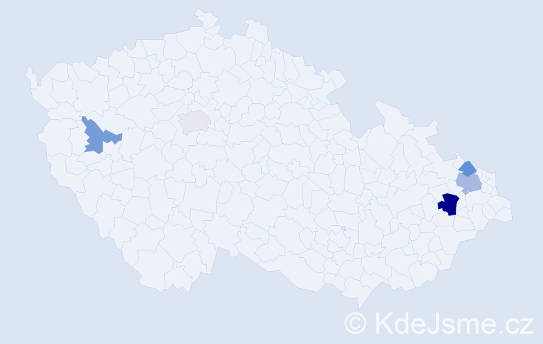 Příjmení: 'Tkačik', počet výskytů 8 v celé ČR