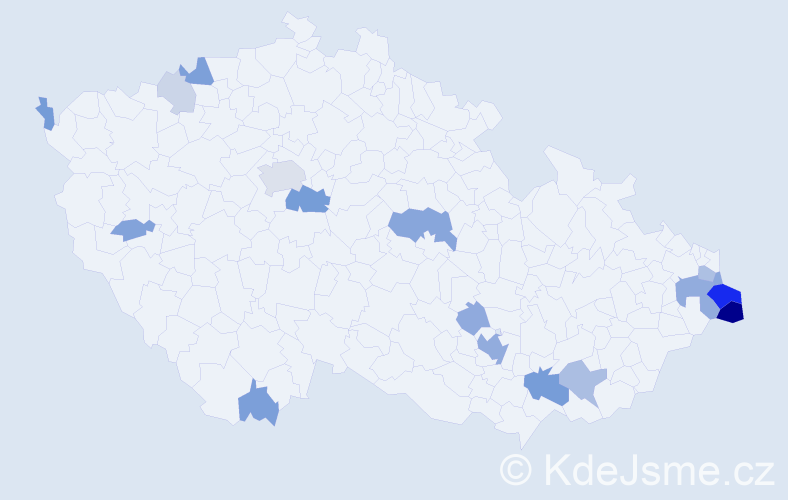 Příjmení: 'Padyšák', počet výskytů 48 v celé ČR