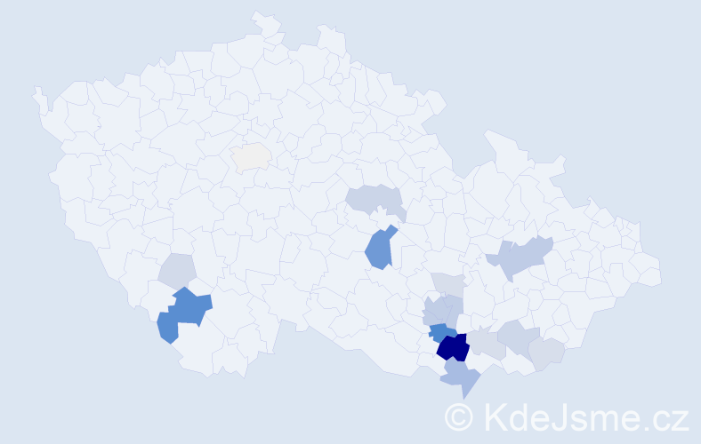 Příjmení: 'Troubil', počet výskytů 53 v celé ČR